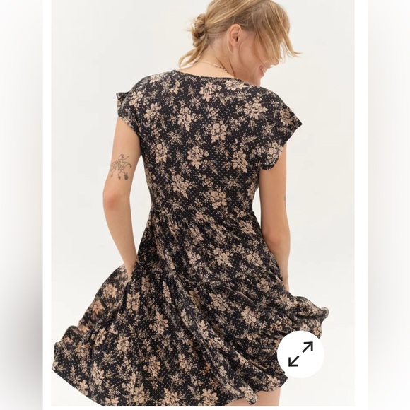 Urban Outfitters Julia Tiered Frock Mini Dress XS Super Soft Floral - Picture 2 of 12